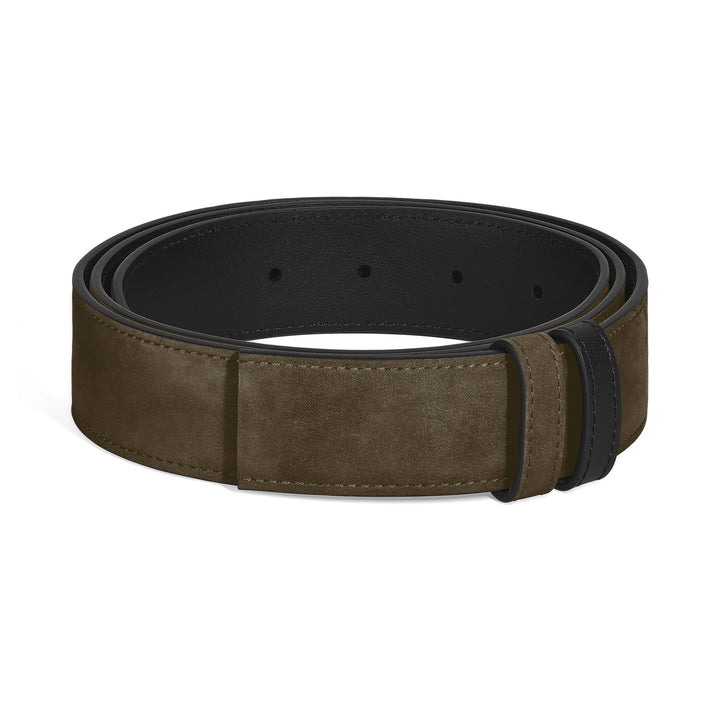 Montblanc Khaki suede/black soft 35mm reversible leather strap MB220561