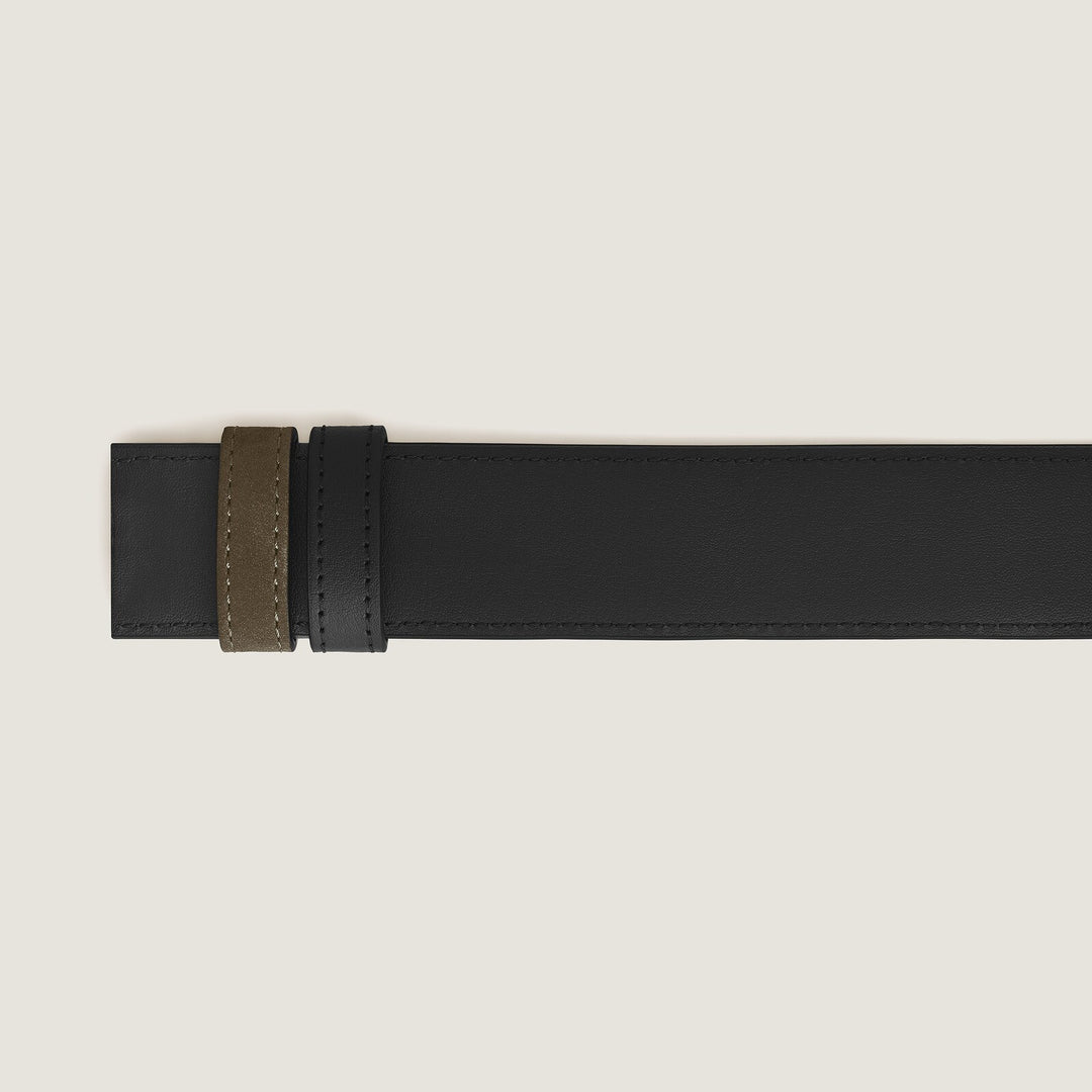 Montblanc Khaki suede/black soft 35mm reversible leather strap MB220561