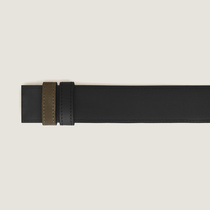 Montblanc Khaki suede/black soft 35mm reversible leather strap MB220561