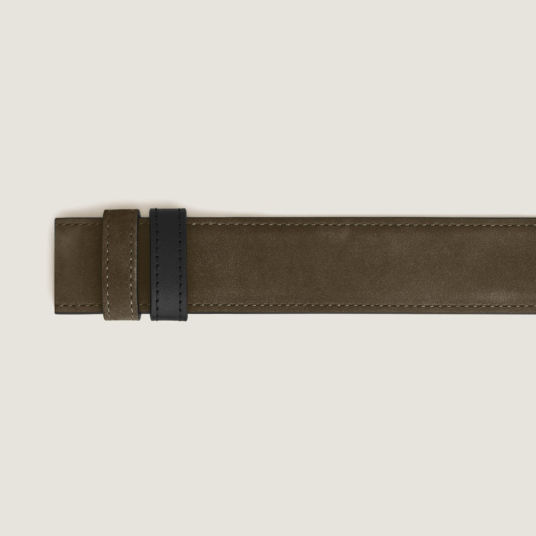 Montblanc Khaki suede/black soft 35mm reversible leather strap MB220561