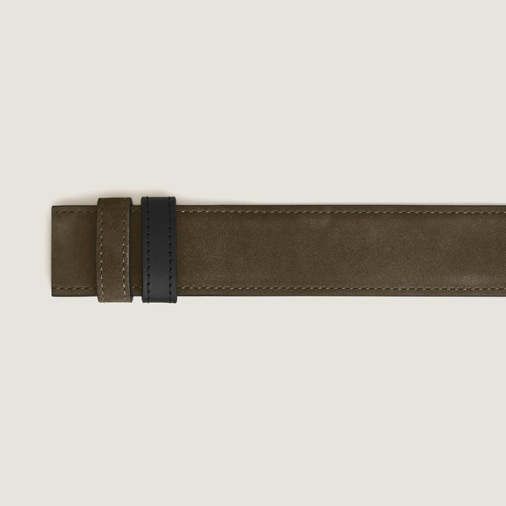 Montblanc Khaki suede/black soft 35mm reversible leather strap MB220561