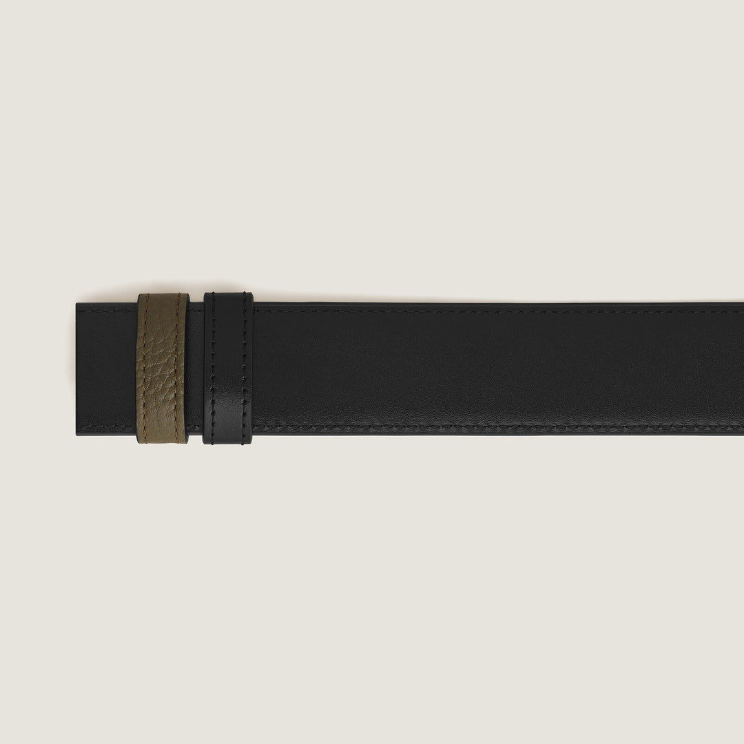 Montblanc Khaki grain/black Meisterstück 35mm reversible leather strap MB220569
