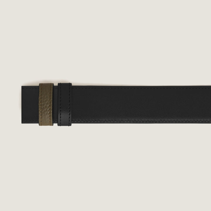 Montblanc Khaki grain/black Meisterstück 35mm reversible leather strap MB220569