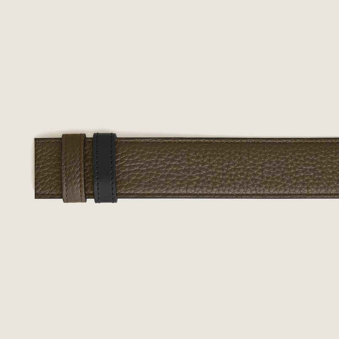 Montblanc Khaki grain/black Meisterstück 35mm reversible leather strap MB220569