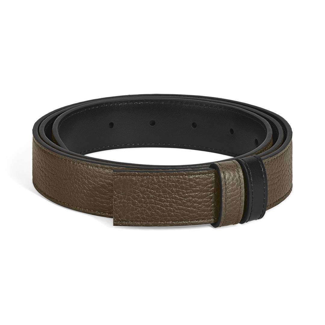 Montblanc Khaki grain/black Meisterstück 30mm reversible leather strap MB220573