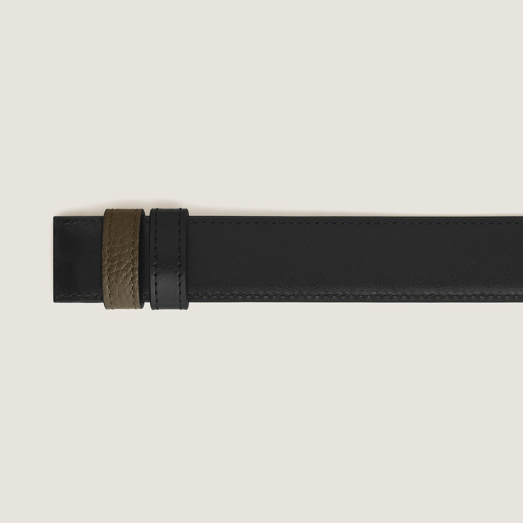 Montblanc Khaki grain/black Meisterstück 30mm reversible leather strap MB220573