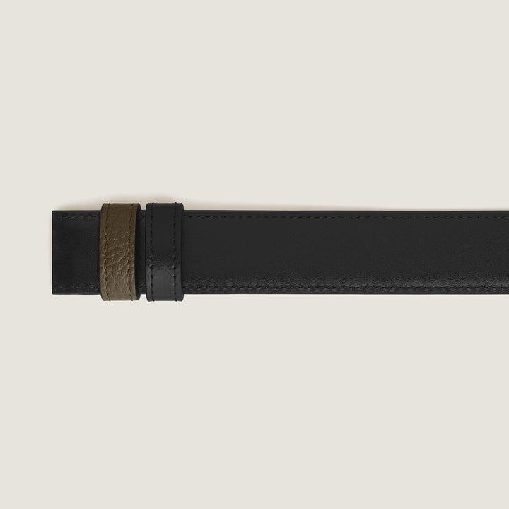 Montblanc Khaki grain/black Meisterstück 30mm reversible leather strap MB220573