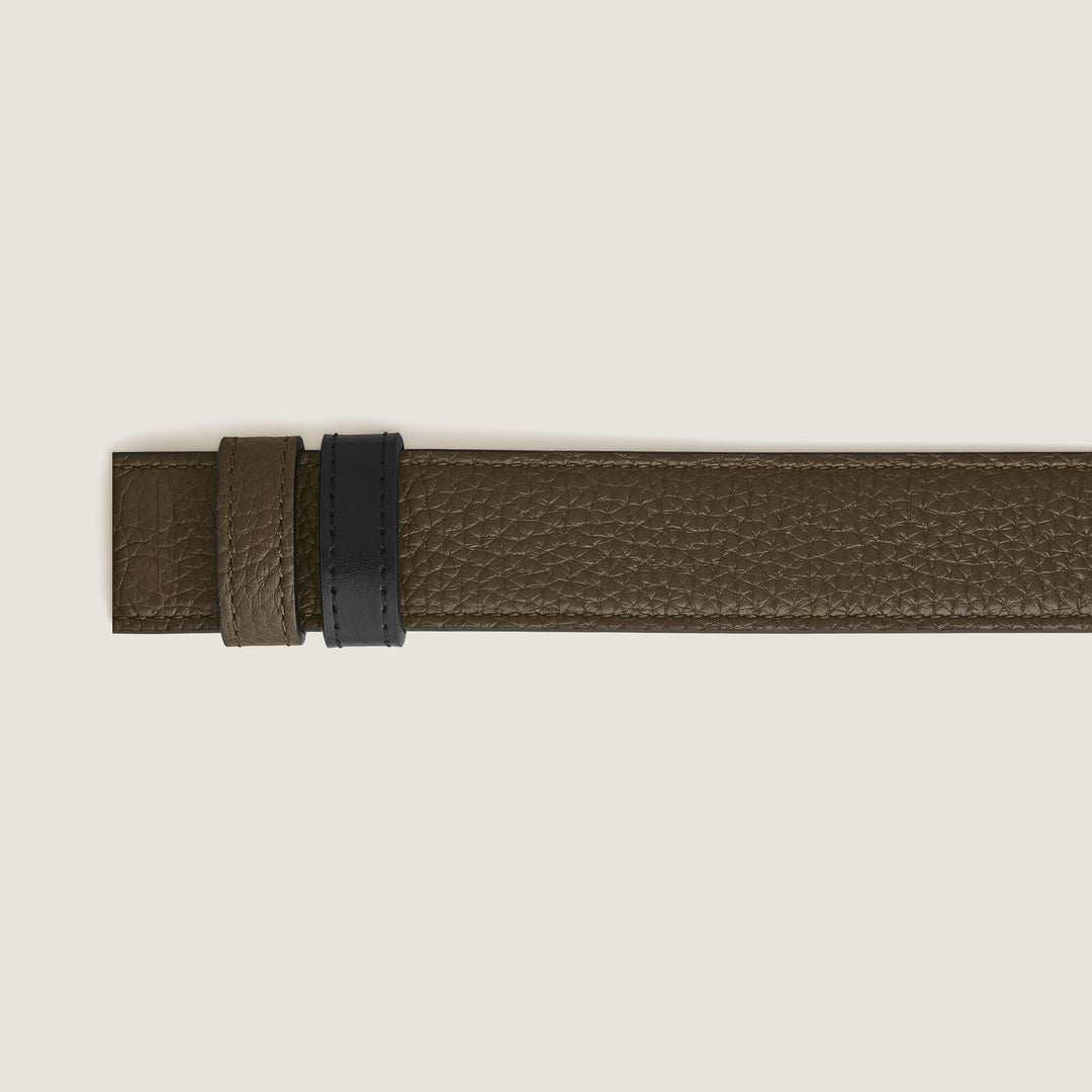Montblanc Khaki grain/black Meisterstück 30mm reversible leather strap MB220573