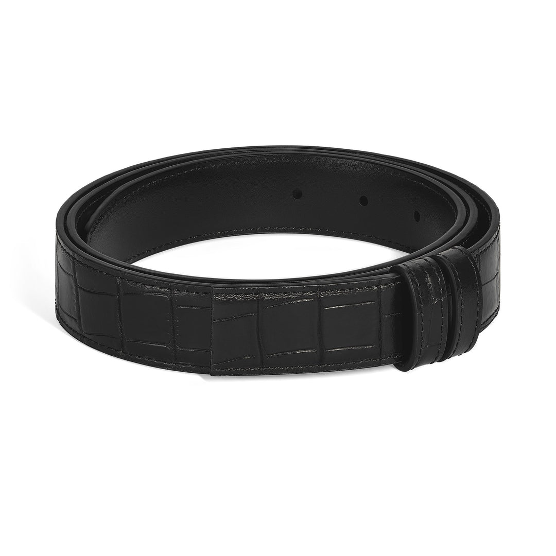 Montblanc Black printed crocodile/black Meisterstück 30mm reversible leather strap MB220579
