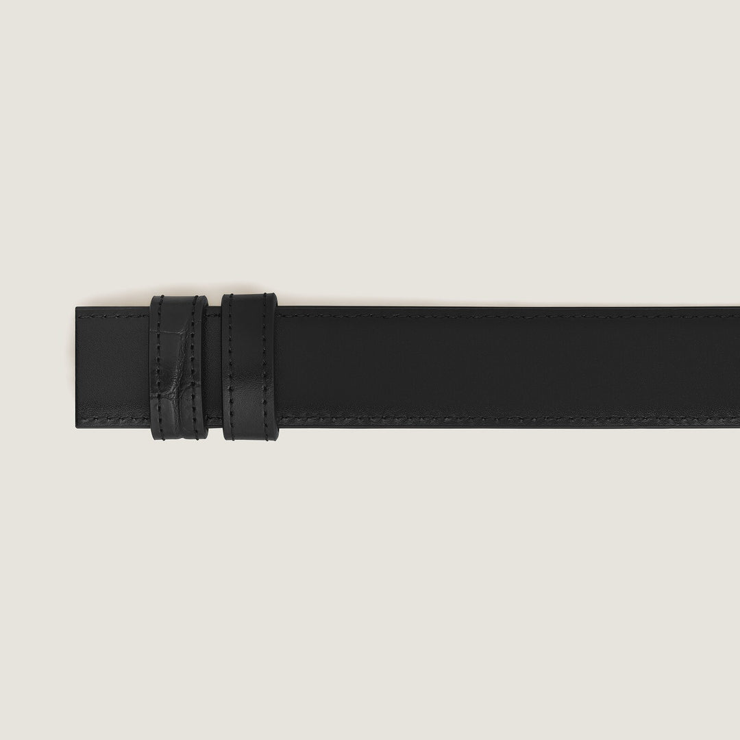 Montblanc Black printed crocodile/black Meisterstück 30mm reversible leather strap MB220579