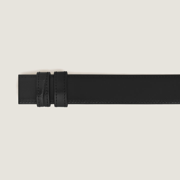 Montblanc Black printed crocodile/black Meisterstück 30mm reversible leather strap MB220579