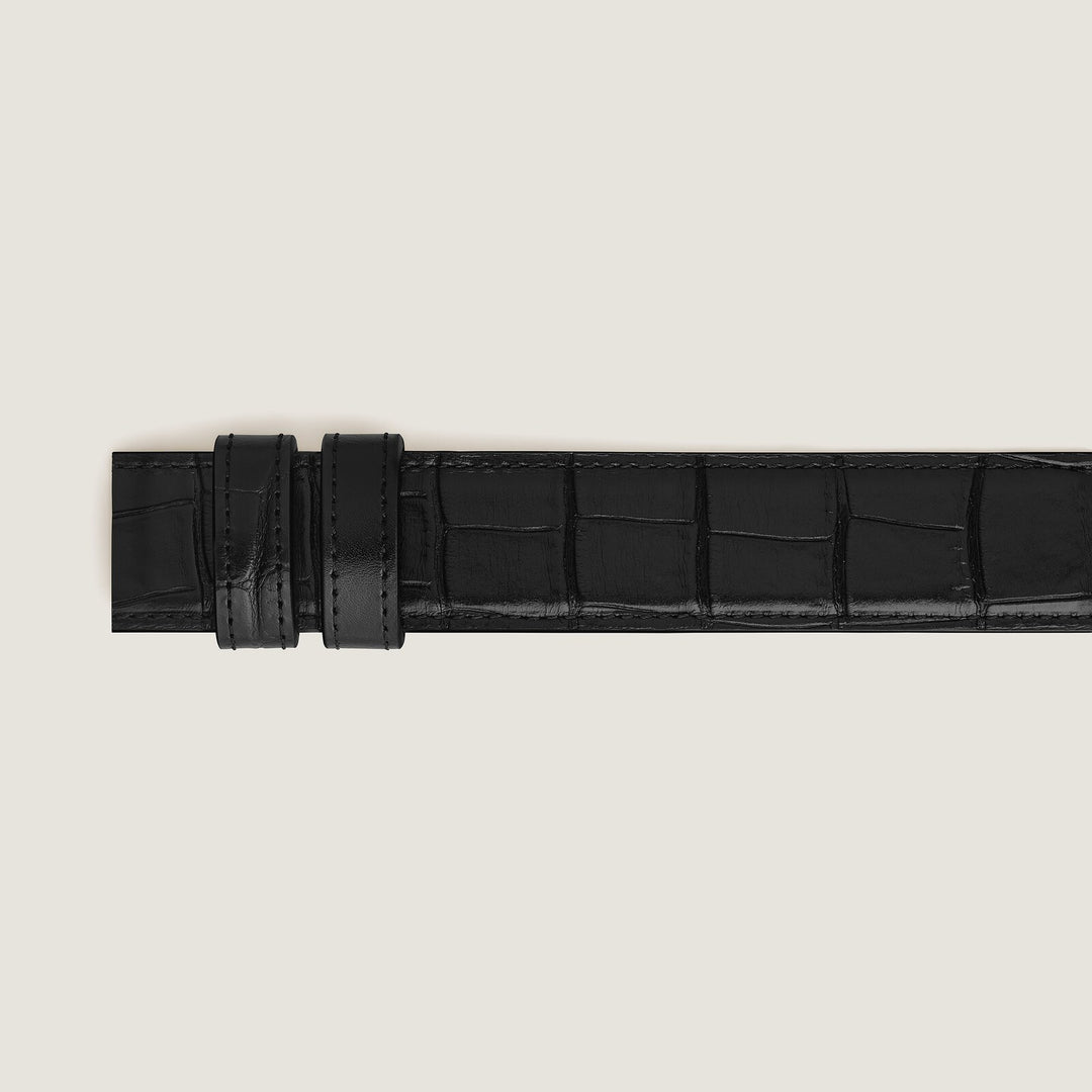 Montblanc Black printed crocodile/black Meisterstück 30mm reversible leather strap MB220579