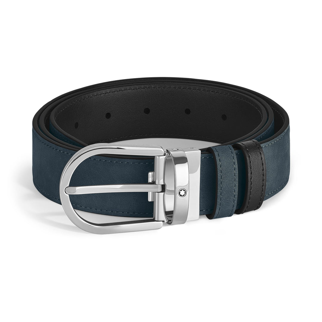 Montblanc Horseshoe 35 mm Reversible Belt in Suede Leather MB220978