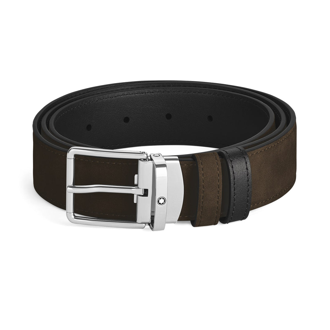 Montblanc Everyday buckle brown/black 35mm reversible leather belt MB221008