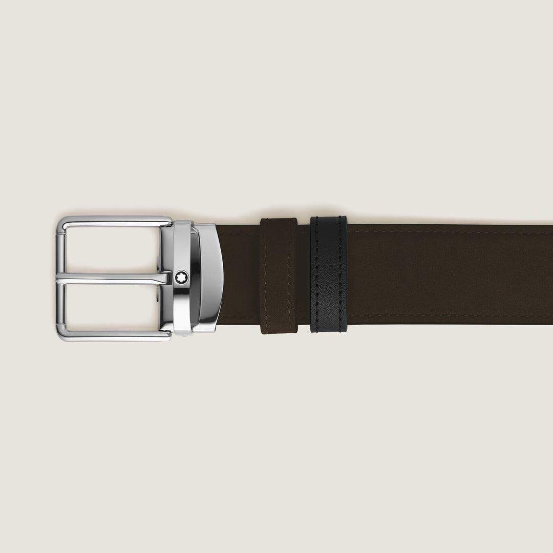 Montblanc Everyday buckle brown/black 35mm reversible leather belt MB221008