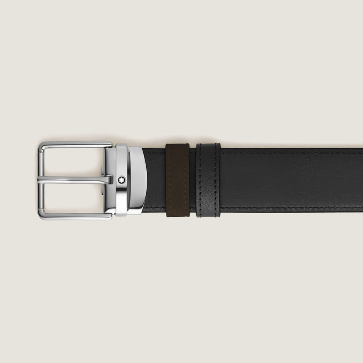 Montblanc Everyday buckle brown/black 35mm reversible leather belt MB221008