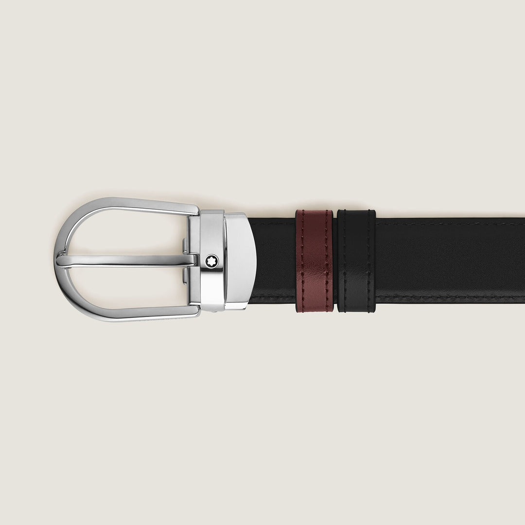 Montblanc Horseshoe buckle black/burgundy 30mm reversible leather belt MB221052