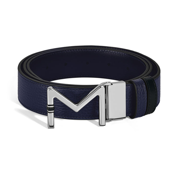 Montblanc Meisterstück buckle midnight blue/black 35mm reversible leather belt MB221094