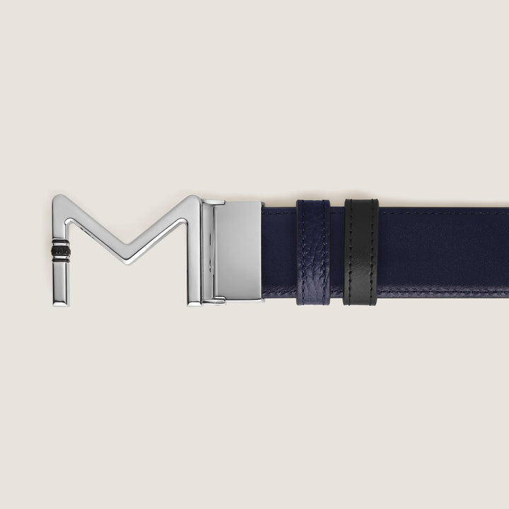 Montblanc Meisterstück buckle midnight blue/black 35mm reversible leather belt MB221094