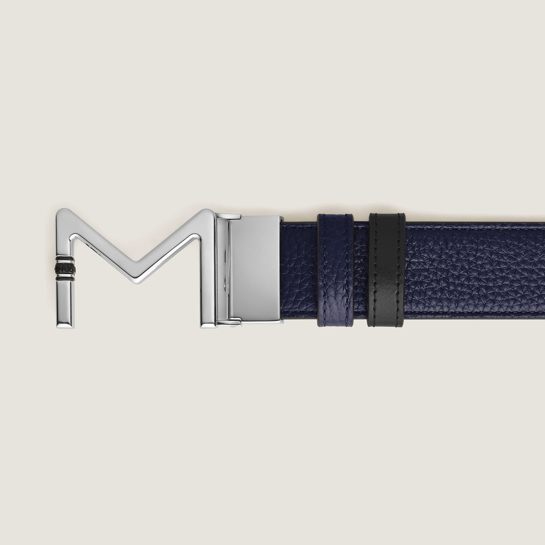 Montblanc Meisterstück buckle midnight blue/black 35mm reversible leather belt MB221094