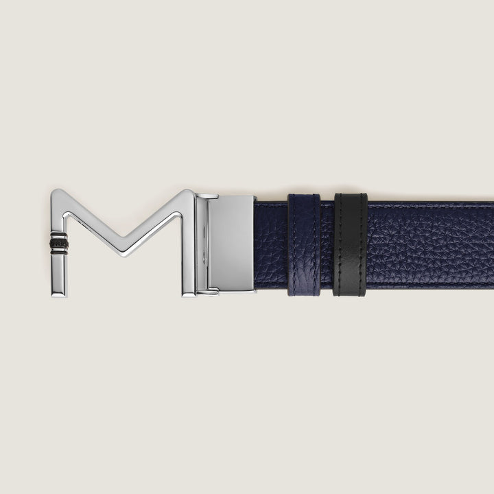 Montblanc Meisterstück buckle midnight blue/black 35mm reversible leather belt MB221094