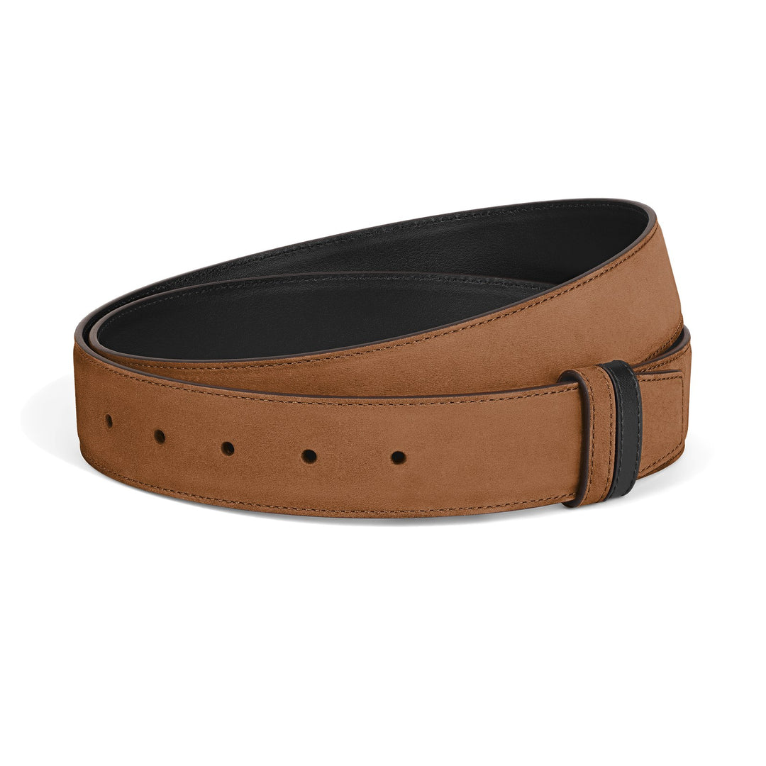 Montblanc Caramel suede/black soft 35mm reversible leather strap MB222125