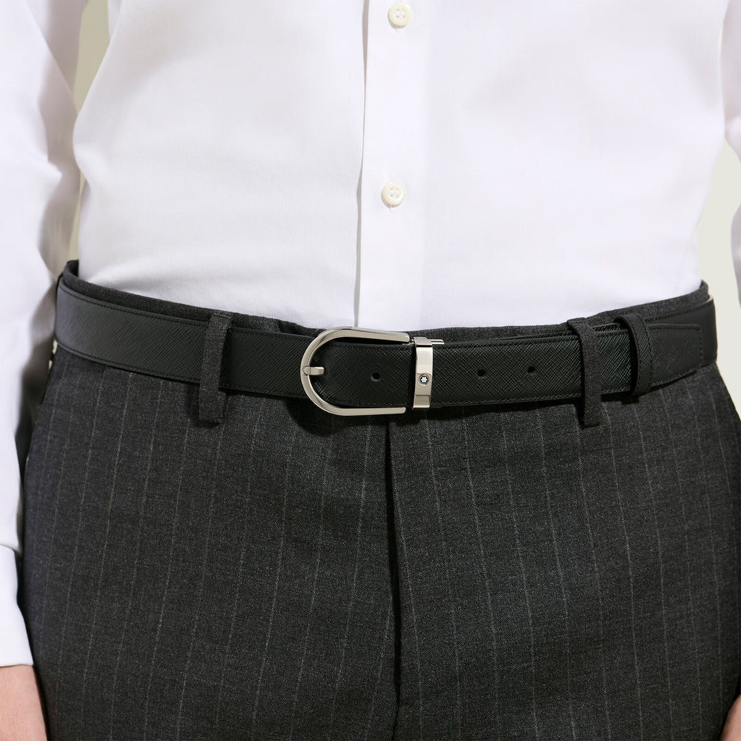Montblanc Horseshoe 30 mm Reversible Belt in Sartorial Leather MB222139