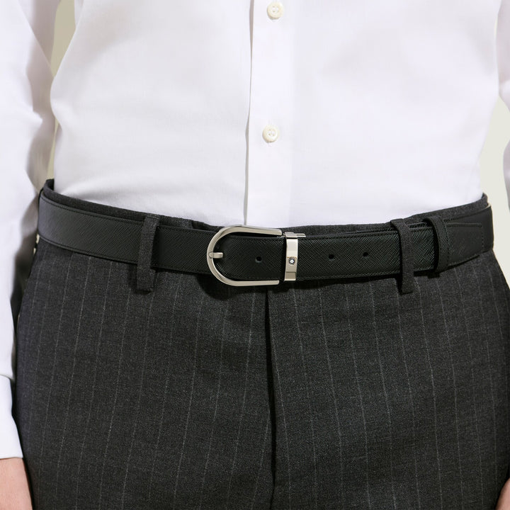 Montblanc Horseshoe 30 mm Reversible Belt in Sartorial Leather MB222139