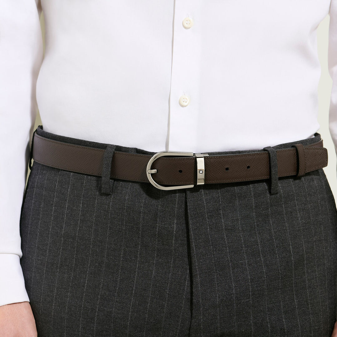 Montblanc Horseshoe 30 mm Reversible Belt in Sartorial Leather MB222139