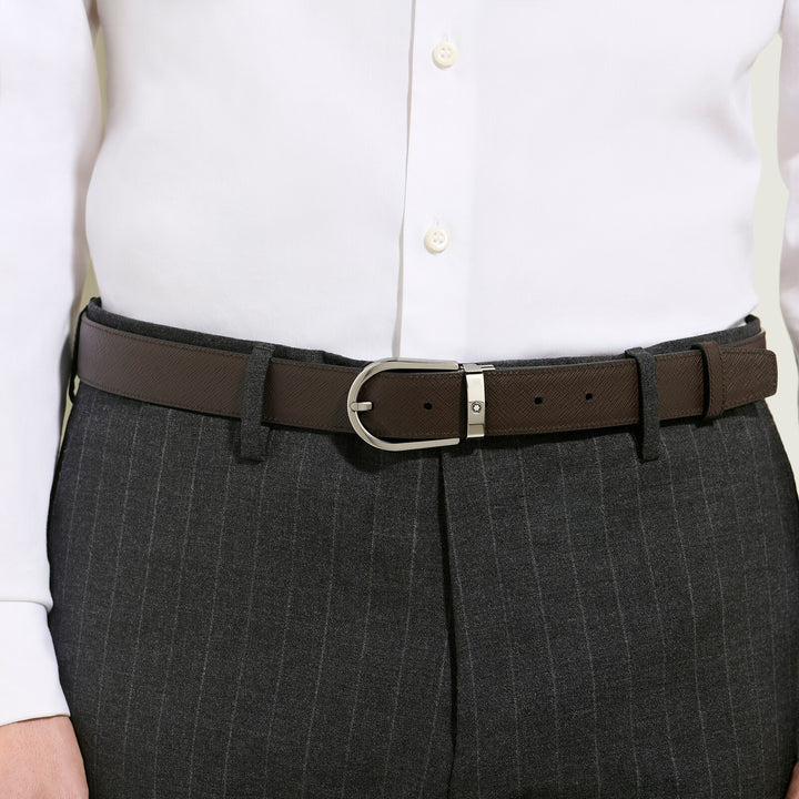 Montblanc Horseshoe 30 mm Reversible Belt in Sartorial Leather MB222139