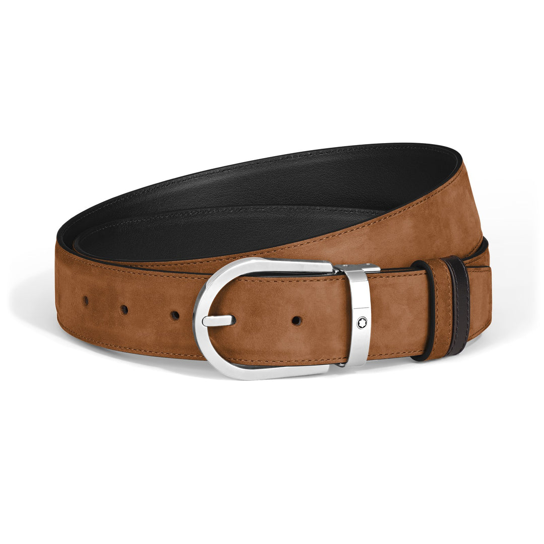 Montblanc Horseshoe 35 mm Reversible Belt in Suede Leather MB222171