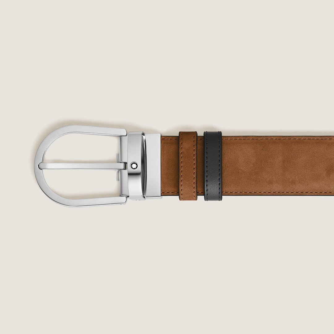 Montblanc Horseshoe 35 mm Reversible Belt in Suede Leather MB222171
