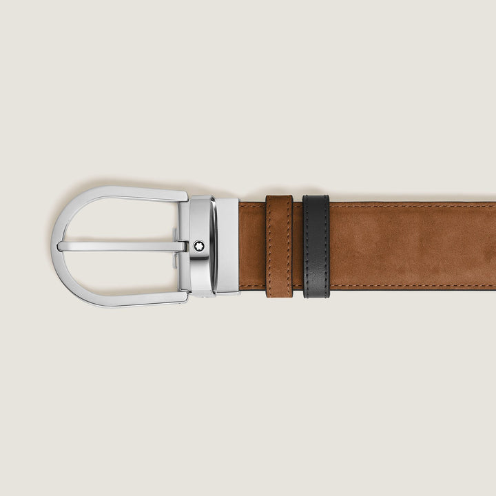 Montblanc Horseshoe 35 mm Reversible Belt in Suede Leather MB222171