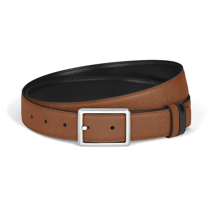Montblanc 30 mm Reversible Belt in Sartorial Leather with Rectangular Buckle MB222189