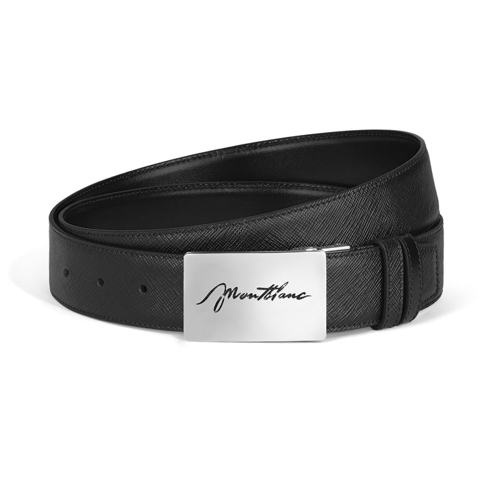 Montblanc 35 mm Reversible Belt in Sartorial Leather with Plate Buckle MB222235