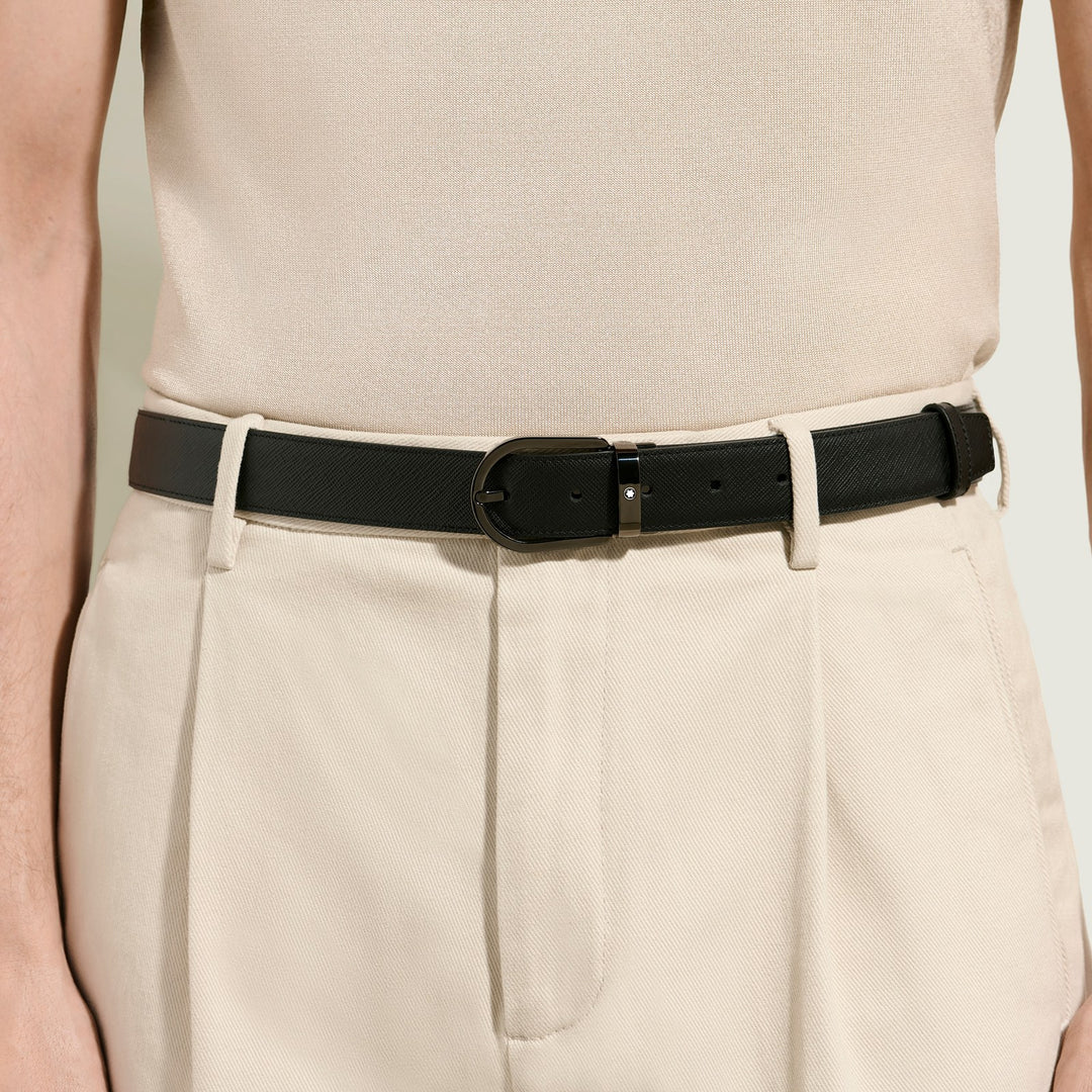 Montblanc Horseshoe 30 mm Reversible Belt in Sartorial Leather MB222355