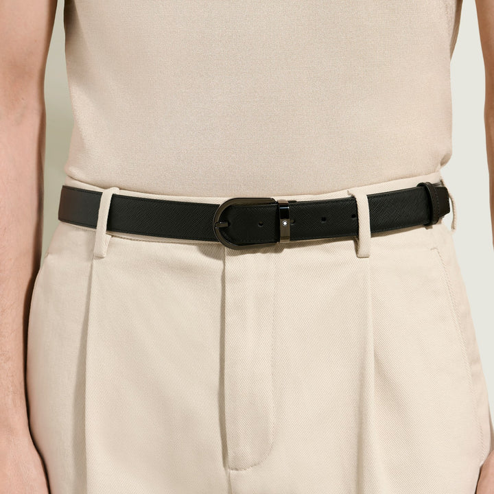 Montblanc Horseshoe 30 mm Reversible Belt in Sartorial Leather MB222355