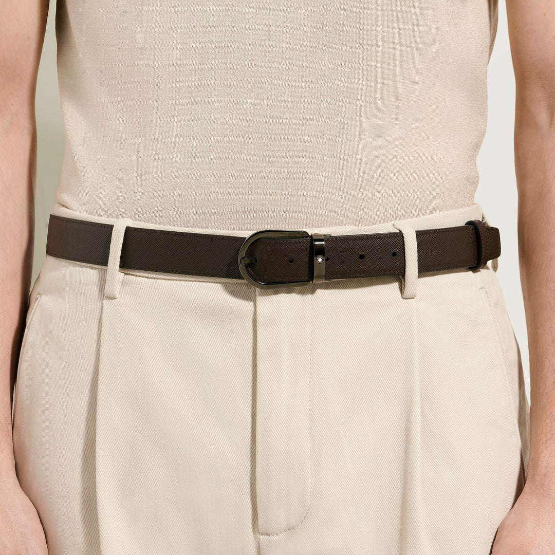 Montblanc Horseshoe 30 mm Reversible Belt in Sartorial Leather MB222355