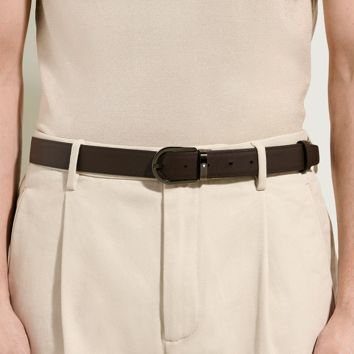 Montblanc Horseshoe 30 mm Reversible Belt in Sartorial Leather MB222355