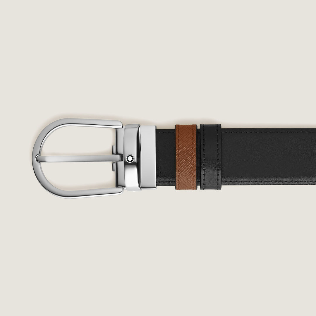 Montblanc Horseshoe 35 mm Reversible Belt in Sartorial Leather MB222385