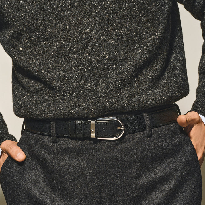 Montblanc Horseshoe 30 mm Reversible Belt in Sartorial Leather MB222389