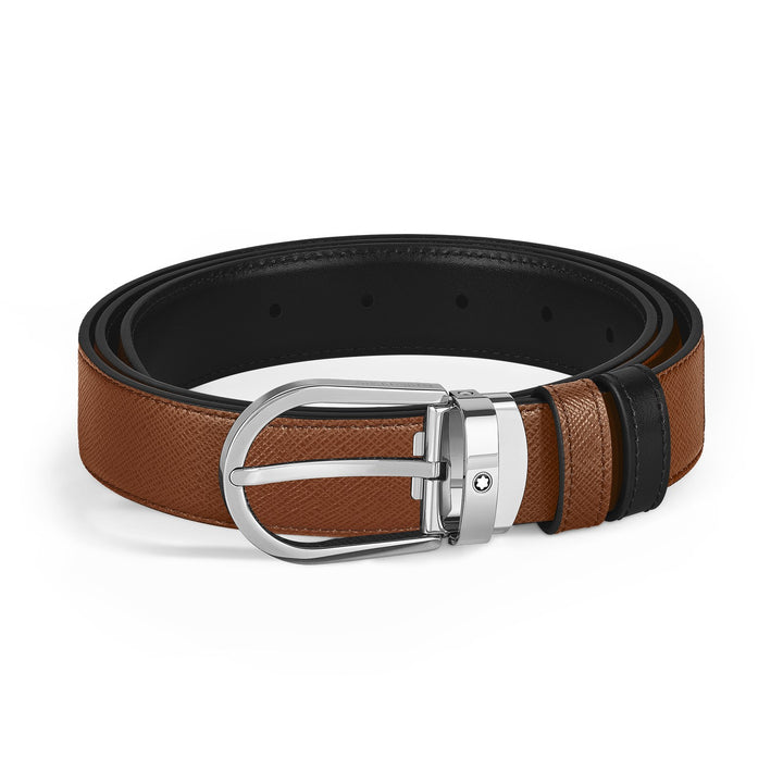 Montblanc Horseshoe 30 mm Reversible Belt in Sartorial Leather MB222393