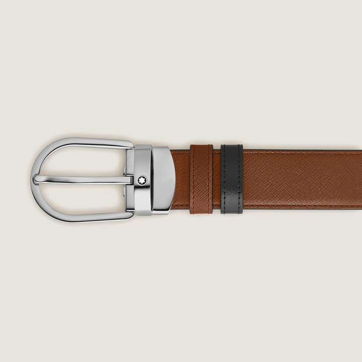 Montblanc Horseshoe 30 mm Reversible Belt in Sartorial Leather MB222393