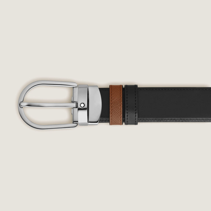 Montblanc Horseshoe 30 mm Reversible Belt in Sartorial Leather MB222393