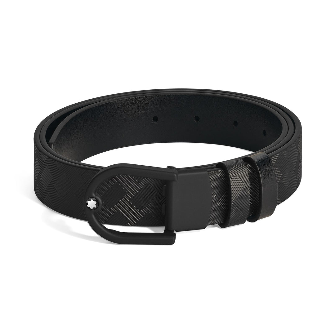 Montblanc Horseshoe light buckle black/black 30mm reversible leather belt MB222397