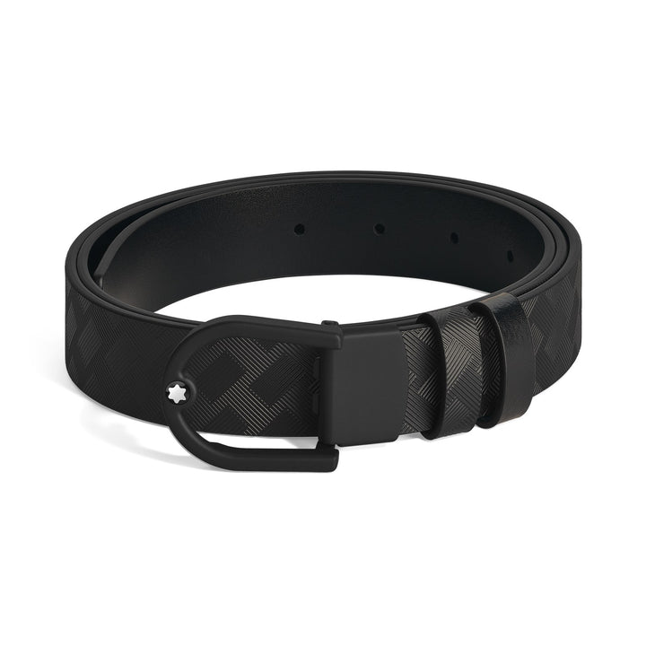 Montblanc Horseshoe light buckle black/black 30mm reversible leather belt MB222397