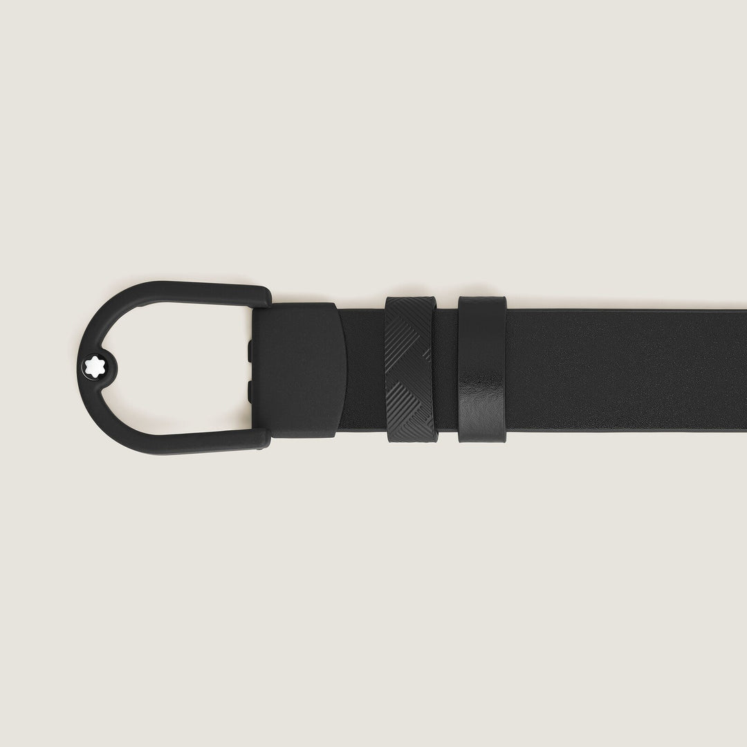 Montblanc Horseshoe light buckle black/black 30mm reversible leather belt MB222397