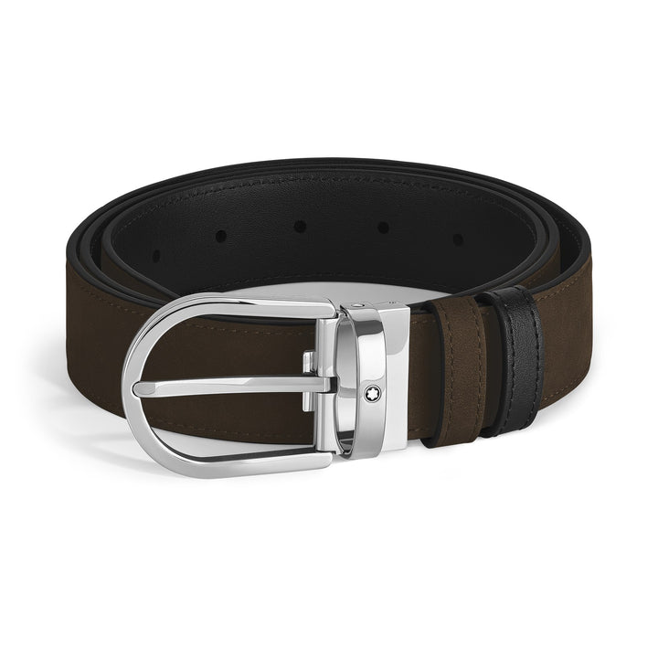 Montblanc Horseshoe 35 mm Reversible Belt in Suede Leather MB222407