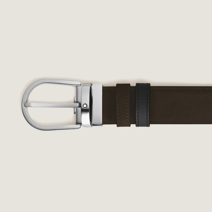 Montblanc Horseshoe 35 mm Reversible Belt in Suede Leather MB222407