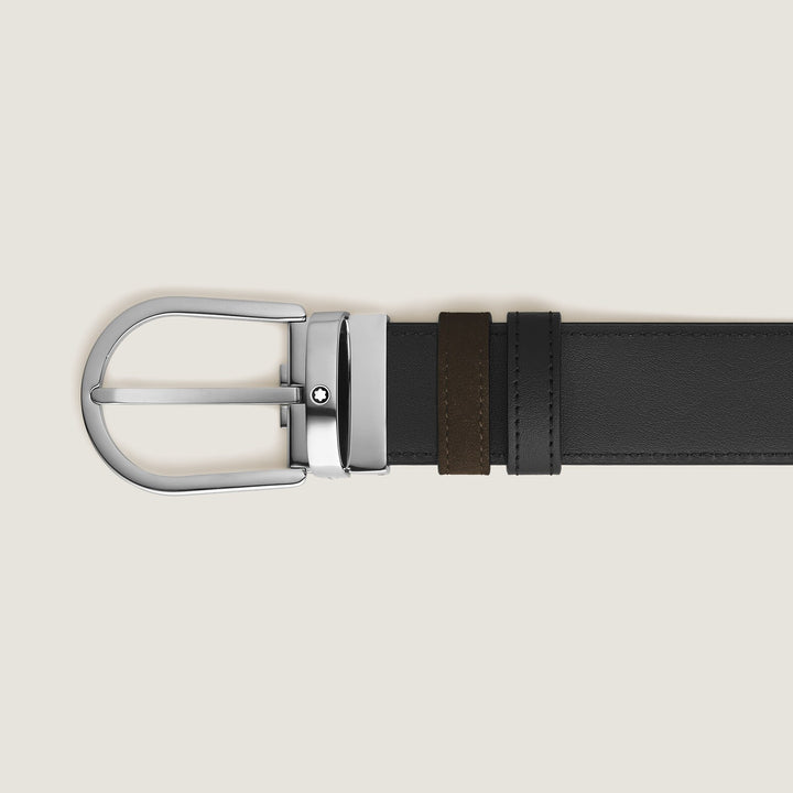 Montblanc Horseshoe 35 mm Reversible Belt in Suede Leather MB222407